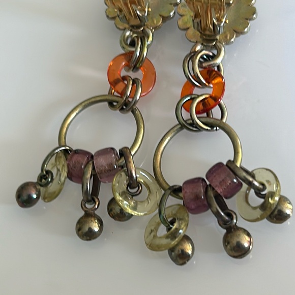 Jean Paul Gaultier LUXURY Clip On BRASS & LUCITE Earrings 3” long - EUC - Picture 7 of 7